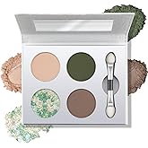 Color Nymph Eye Shadow Palette, Eye Makeup Pallet with Matte & Holographic Glitter Multichrome Finishes, Travel-Friendly Compact with Mirror & Brush, High-Pigment Long-Lasting & Blendable (Olive)