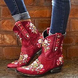 Hbeylia Cowboy Boots For Women Vintage Embroidery