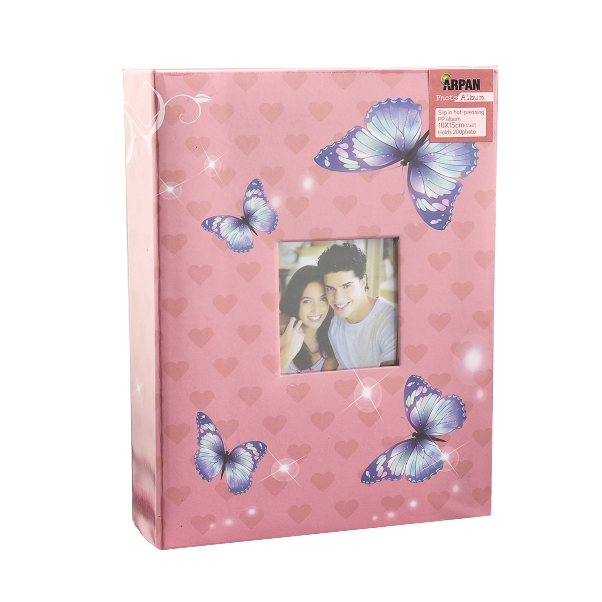 Arpan Fashion Design 200 Holds Photo Album for 4"X6" Photo with Window CD/DVD Pocket (Pink Butterfly)
