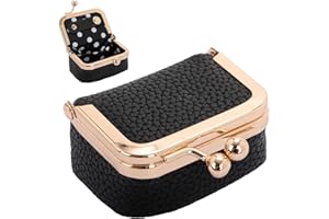 Mini Purse - Vintage-Inspired Black Leather Jewelry Organizer, Compact Ring Box for Earrings & Necklaces, Portable Travel Jew