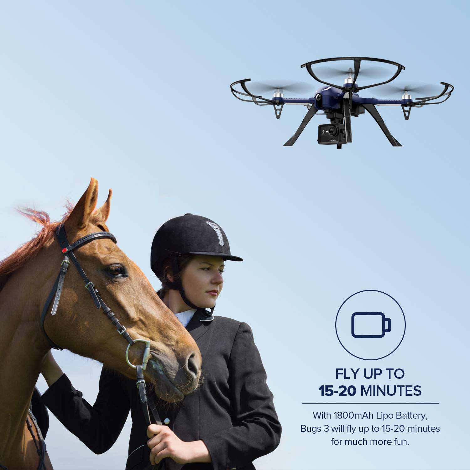 DROCON Drone  Bugs3 Helicoptère télécommandé 2.4Ghz 6 Axes Gyroscope Quadcopter  FPV Vidéo support de fixation pour caméra d’action HD