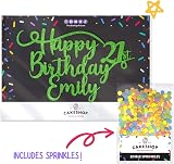 Cakeshop Personalised Happy Birthday Glitter Cake Topper Green view 2