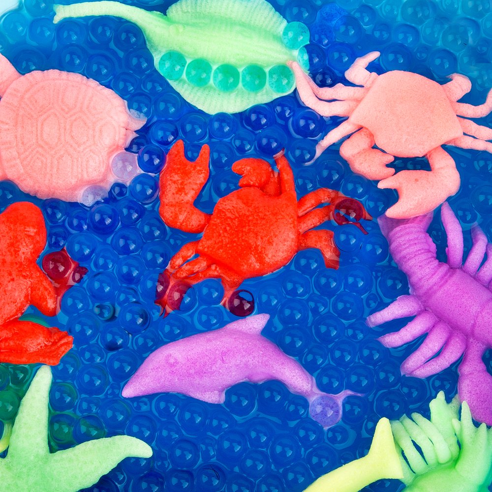PROLOSO Water Growing Sea Creatures Animals & Water Beads Set | 30Pack + 10000Pcs | Expandable Oceanic Animals Fun In The Bathtub | Educational & Learning Toy For Toddlers Children Boys & Girls Gift