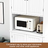 HOLTICO Tall Floor Storage Cabinet - Adjustable Shelves, White Pantry Unit view 5