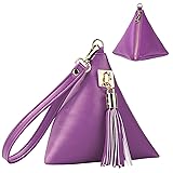 Women Leather Clutch Wallet Triangle Wristlet Purse