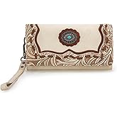 Trinity Ranch Wristlet Wallets for Women Western Wristlet Purse with Detachable Floral Tooled Concho Collection