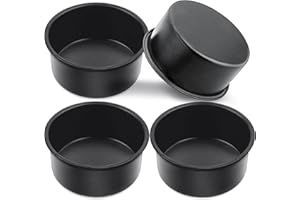 E-far 4 Inch Cake Pan, 4-Piece Nonstick Round Cake Baking Pans for Wedding, Birthday, Layer Cake, Stainless Steel Core & Non-
