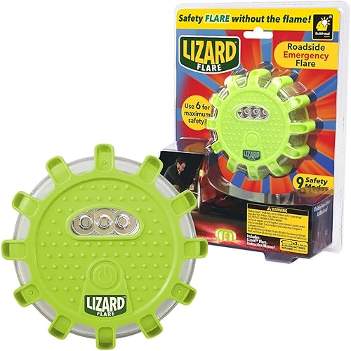 Lizard Flare Flameless LED Road Flares, As Seen On TV Magnetic Safety Flares for Emergency Kit for Vehicles, 15 LED Lights with 9 Safety Modes, DOT Compliant, 1 Count, Holiday Gift