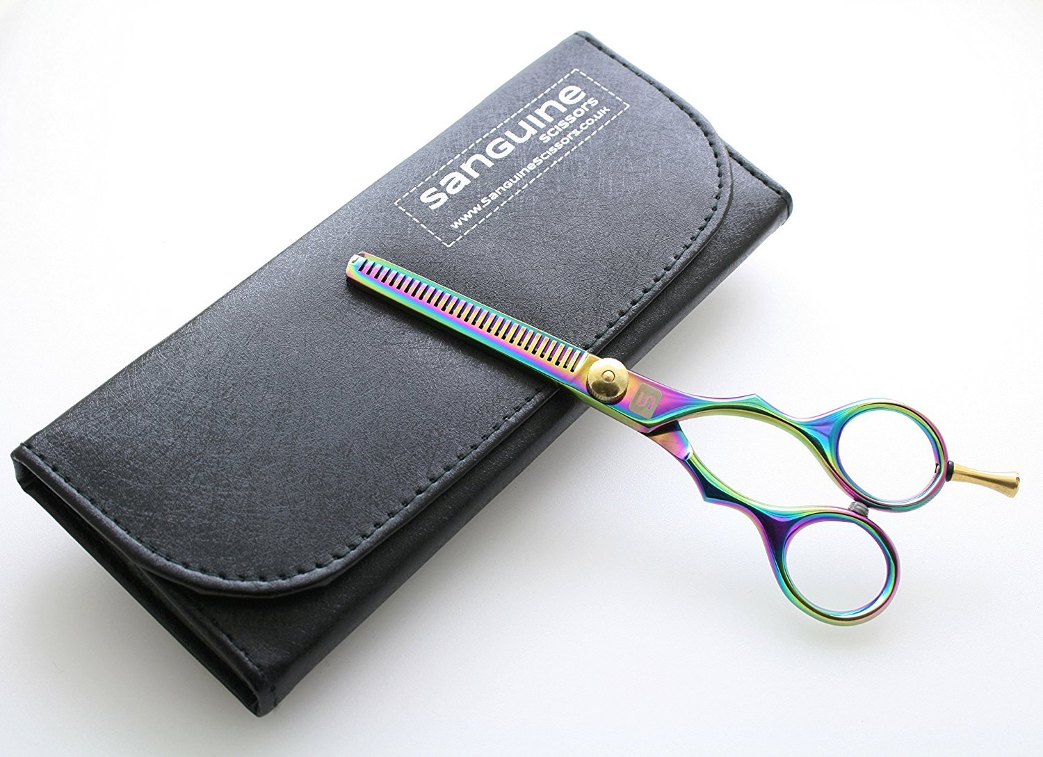 Precision Hair Thinning Scissors, Japanese Style Smooth Action Hairdressing Thinning Scissors Titanium Coated, 5.75 inch + Case