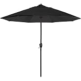 California Umbrella 12-Year Protection 9-Ft Outdoor Patio Umbrella, Sunbrella Fade-Resistant Acrylic Fabric, Auto Tilt and Crank, Heavy-Duty Aluminum Frame/ Reinforced Ribs, Bronze Pole, Black