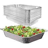 Mistari Deep Foil Pans 21x13 Aluminum Pans Large Disposable Food Containers Extra Heavy Duty Chafing Trays for Baking, Cooking, Heating, Storing, Prepping Food Silver, No Lids (10)