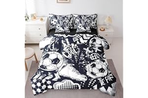 Erosebridal Boys Queen Size Comforter Set, Football 7-Piece Bed in A Bag, Soccer Gamers Sheets and Pillowcases, Grunge Cool G