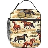 ainori Reusable Horse Lunch Box for Kids Girls Boys Women Adult, Insulated Wild Animal Lunch Bag,Polyester Cooler Handbags Case for School Picnic Work Travel Beach or Hiking (Desert)