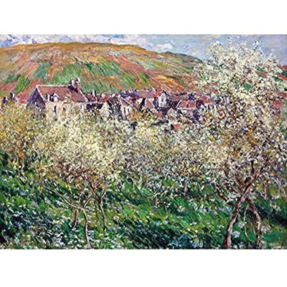 Claude Monet Flowering Plum Trees Art Print Canvas Premium Wall Decor Poster Mural