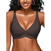 Jelly Bras for Women - Wireless Deep V No Underwire Bralette with Support - Seamless Comfortable Lightly Padded T-Shirt Bra