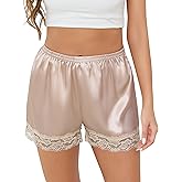 Vlazom Women's Pettipants Slip Shorts - Satin Lace Trim Anti-Chafing Boyshorts for Dresses,Seamless Full Coverage Underwear