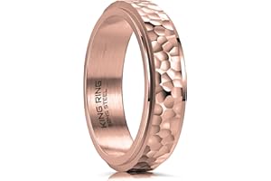 King Ring 6mm Hammered Spinner Ring – Fidget Ring for Stress Relief Stainless Steel Ring for Men & Women – Designed in USA