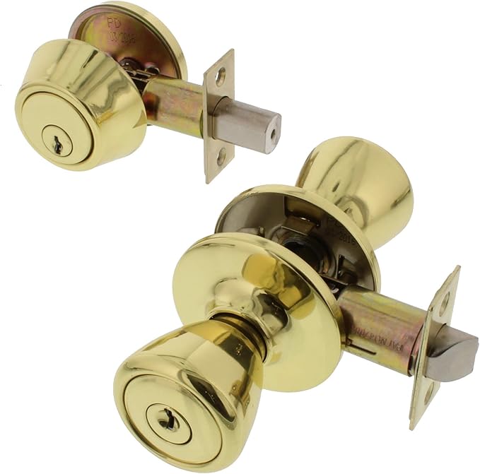 Home & Garden Polished Brass Ultra Security Keyed Entry with Deadbolt