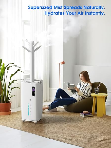 MONISEN 26L/5.7GAL HUMIDIFIER LARGE ROOM 3000 FT², SUPERSIZED COOL MIST, 38H QUIET HUMIDIFIERS FOR BEDROOM, 2000ML/H MIST OUTPUT, TOUCH/REMOTE CONTROL, HUMIDIFIERS FOR HOME, WHOLE HOUSE, PLANT, WHITE