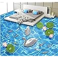 Wall Mural Wallpaper 144 x 100 inch (Width x Height) Custom Photo 3D Flooring Mural self - Adhesion Picture Floor Sticker Rippling Swan Lake Floor Painting 3D Room murals Wallpaper