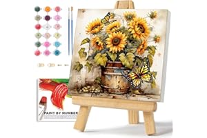WEMEON Sunflower Paint by Number Kit for Adults with Framed- Easy Paint by Numbers Kit for Adults Beginner, Simple Paint by Numbers for Gift Home Wall Decor (10x10Inch)