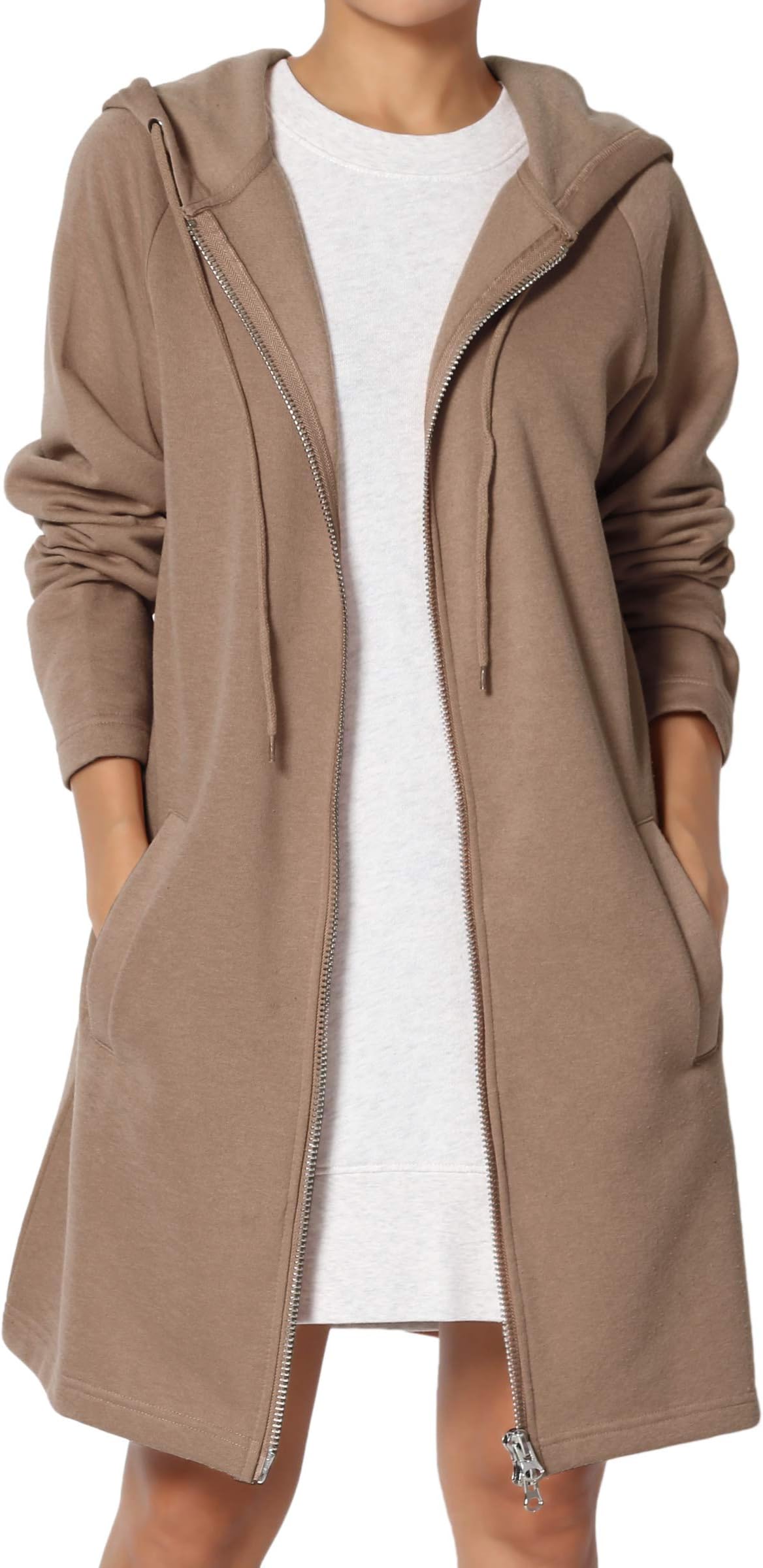 S~3X Loose Fit Pocket Pullover OR Zip Up Hoodie Long Tunic Sweatshirts