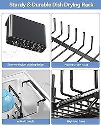 LIONONLY Small Dish Drying Rack in Sink, Extendable