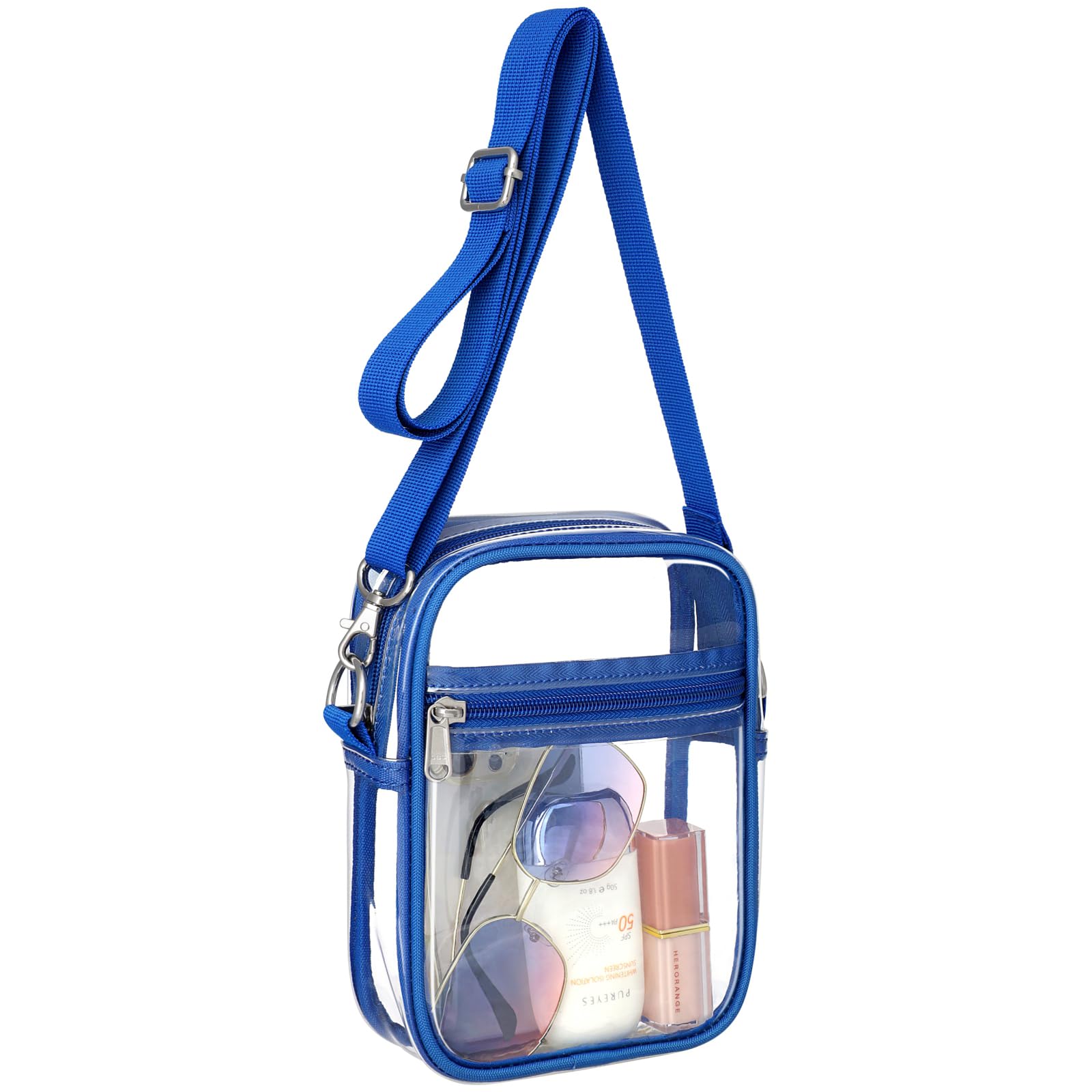 Photo 1 of PACKISM Clear Purses for Women Stadium - Clear Bag Stadium Approved Crossbody Bag Adjustable Shoulder Strap for Concerts Sports Festivals Events Game Day, Mini Blue