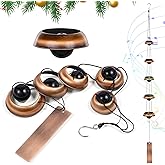 Copper Wind Chimes for Outside, 36'' Temple Windchimes with 5 Red Copper Bells, Feng Shui Wind Chime for Home Yard Outdoor Decoration, Memorial Winds Chime for Home Garden Zen Decor