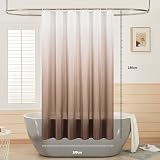 Furlinic Shower Curtain 180x180 cm Polyester Waterproof 12 Hooks White to Brown view 2