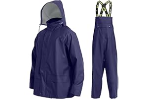 NAVIS MARINE Men's Workwear PRO Rain Suit - Waterproof Jacket and Bib Pants 3-piece Set for Ultimate Safety and Comfort