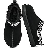 Litfun Women's Fuzzy House Slippers Genuine Suede Fluffy Winter Slipper Cozy Furry Warm Shoes Indoor/Outdoor