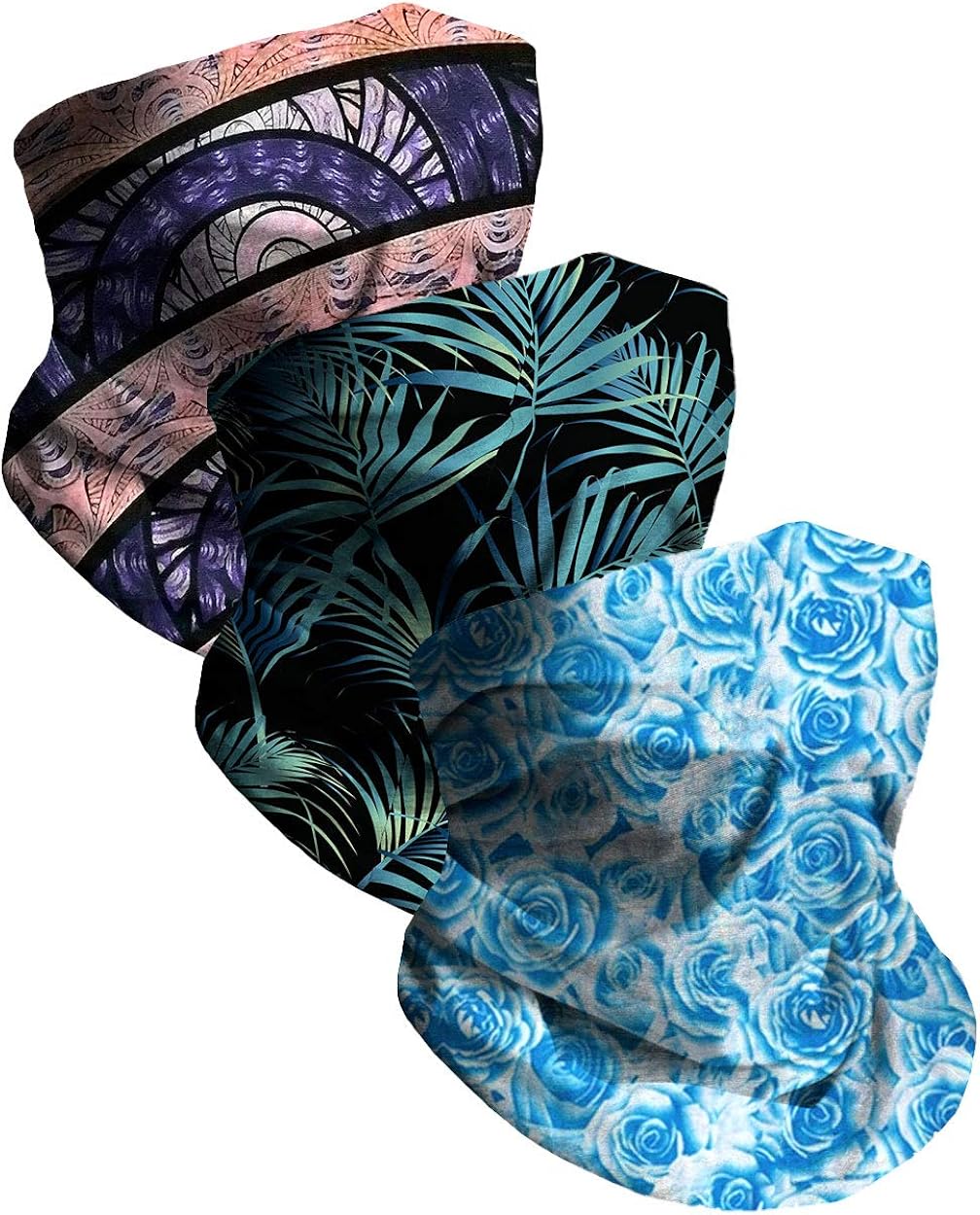 A Jungle Breathable Neck Gaiter Half Face Cover Cool Skiing Mask Bandana Festival Rave Balaclava Scarf iHeartRaves (3 Pack): Clothing