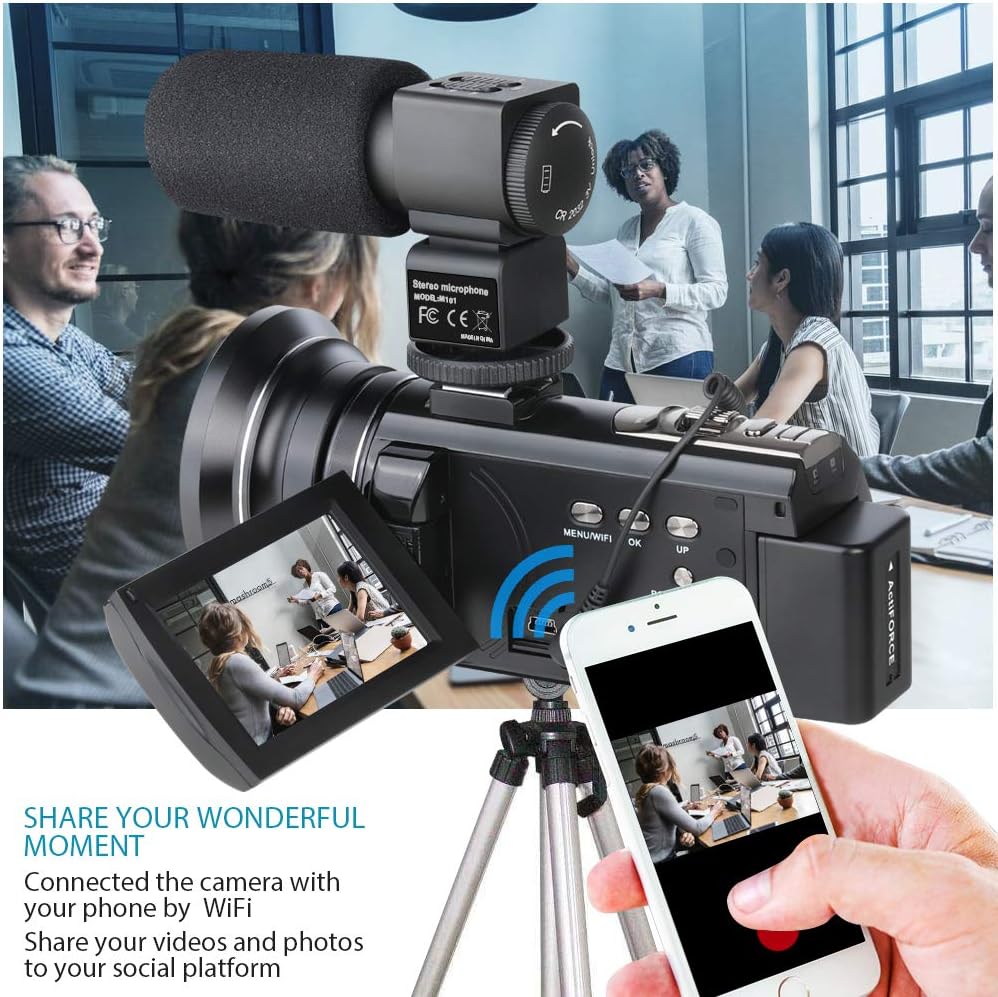 4K Camcorder, ACTITOP Video Camera 48mp Full HD 1080p WIFI IR Night