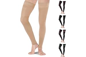 Mojo Compression Socks - Beige X-Large Thigh-High Leg Sleeve for Women with Firm Graduated Support - Ideal for Varicose Veins, Spider Veins & Swelling - A609BE4, 20-30mmHg - 1 Pair