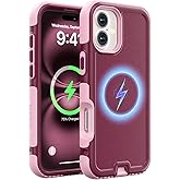Follaroma for iPhone 16 Plus Case, Compatible with MagSafe, Heavy Duty Shockproof Protective Phone Case, Anti-Drop Protection, Dual Layer Magnetic Phone Cover for iPhone 16 Plus, 6.7", Purple Pink