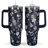 CHOKOMETRY 40 oz Christmas Tumbler With Handle Lid and Straw,5D Nutcracker Print Stainless Steel Insulated Travel Mug Xmas Coffee Cup Gifts for Men Women