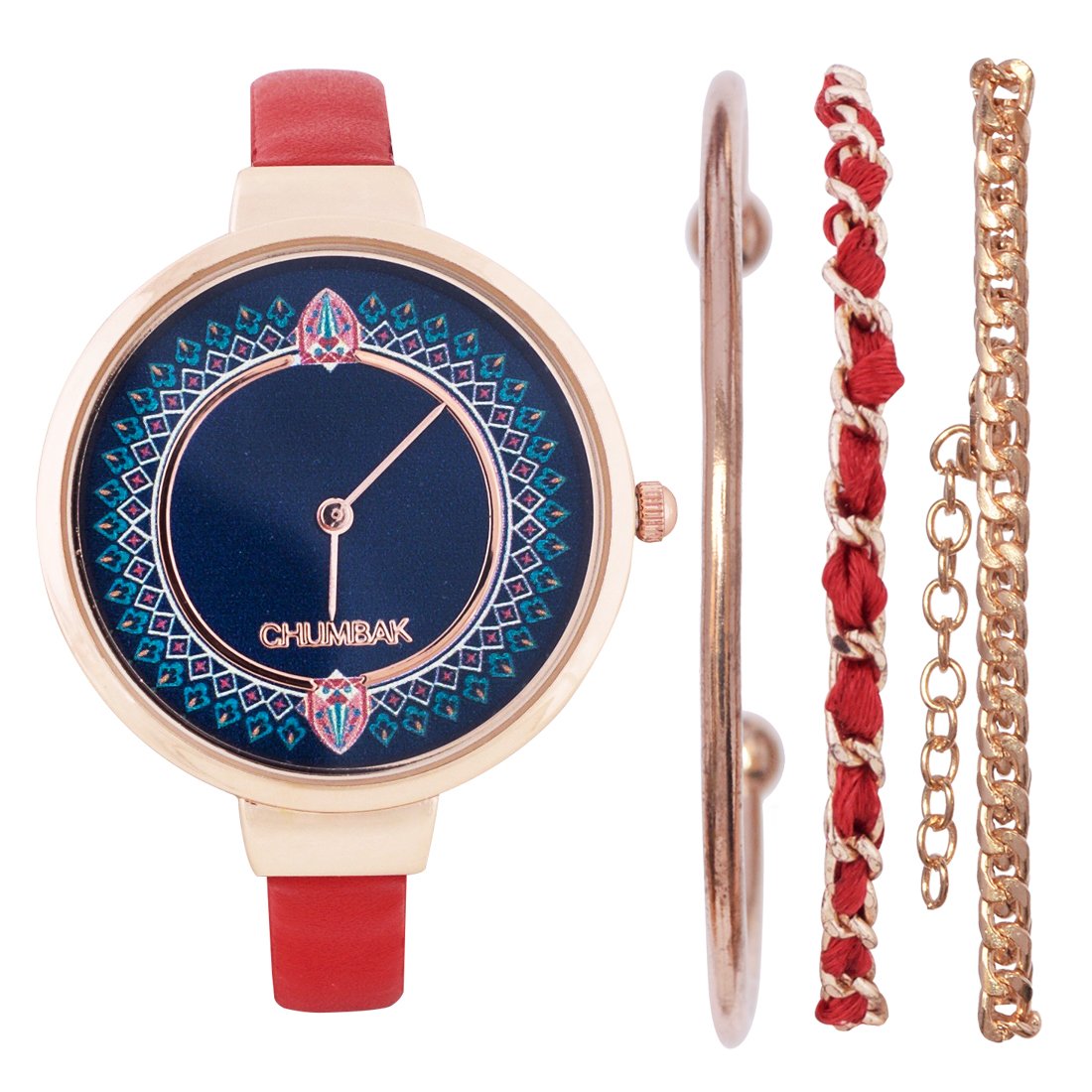 Buy Chumbak Time Less Joy Red Wrist Watch with Bracelet Online at Low