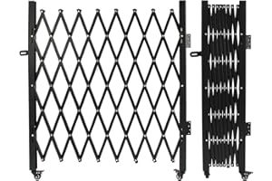 SGOLAN Single Folding Security Gates Accordion Door, 72" W x 50" H Metal Expandable Fence 360Rolling Expanding Outdoor Security Scissor Gate for Courtyards, Garages, Gardens