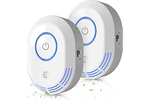 HILMON Plug in Air Ionizers 60 Million Negative Ions Out Put, 2 in 1 Ozone Odor Eliminator and Air Ionizers, Air Purifiers for Home, Kitchen, Bedroom, Office, Mini Air Cleaner for Dust, Smoke, Pets, 2 Pack