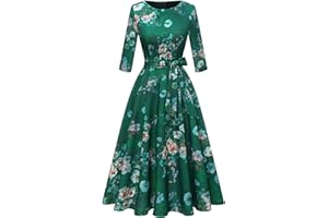 DRESSTELLS Cocktail Dress for Women, Vintage Modest Wedding Guest 3/4 Sleeves Fall Dresses 2024, Formal Church Dress