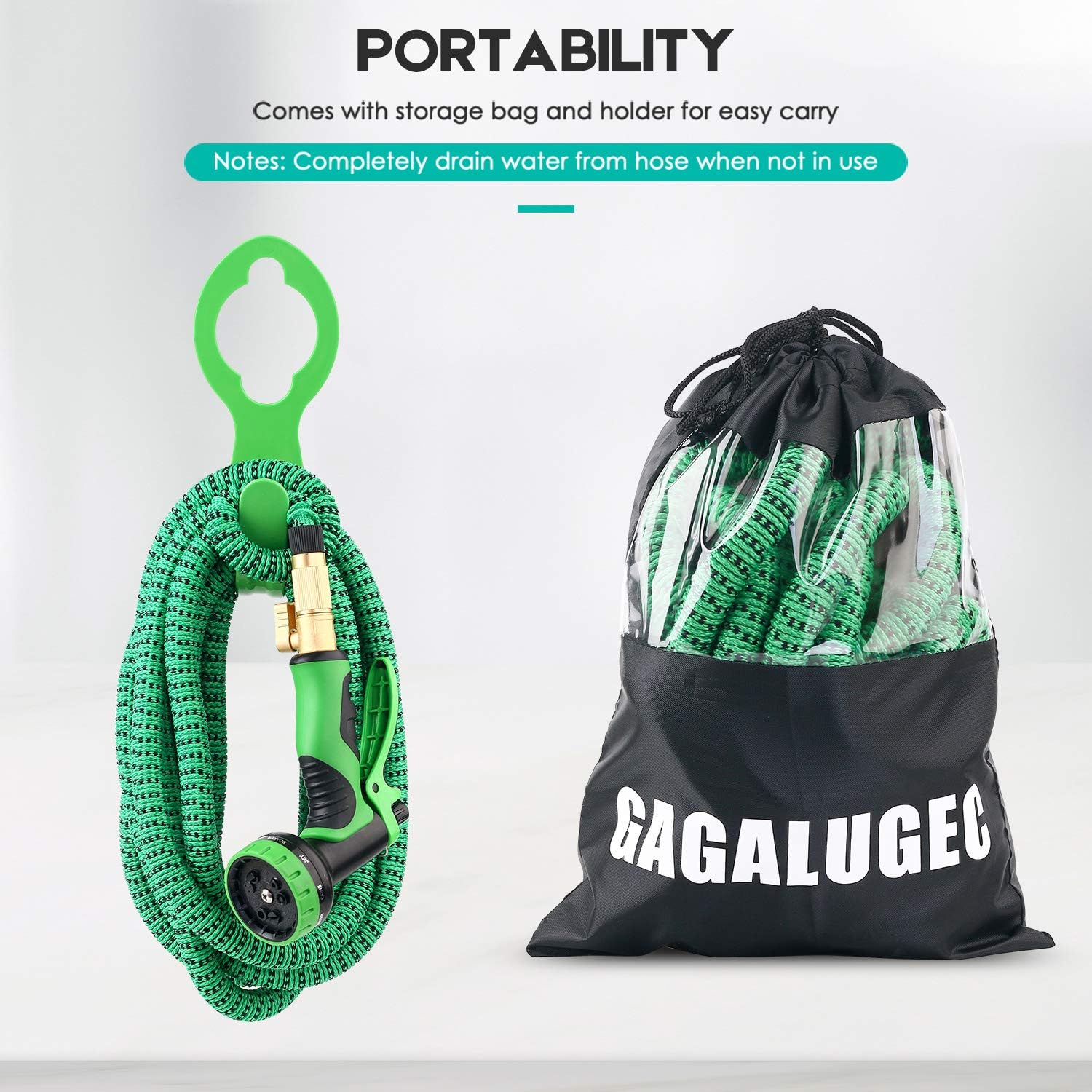 GAGALUGEC 50ft Expandable Garden Hose with 9 Function Nozzle, Leakproof Lightweight Retractable Water Hose with Solid Brass Fittings, Extra Strength 3750D Durable Gardening Flexible Hose Pipe : Garden & Outdoor