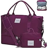 WOOMADA Weekender Bag for Women,Travel Carry On Bag with Shoe Compartment with Toiletry Bag(purple)