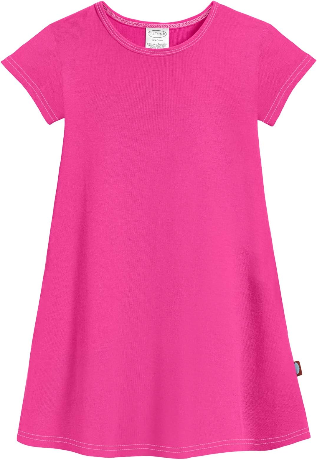 City ThreadsGirls' Soft Cotton Short Sleeve Cover Up Dress (Size 2T-16)