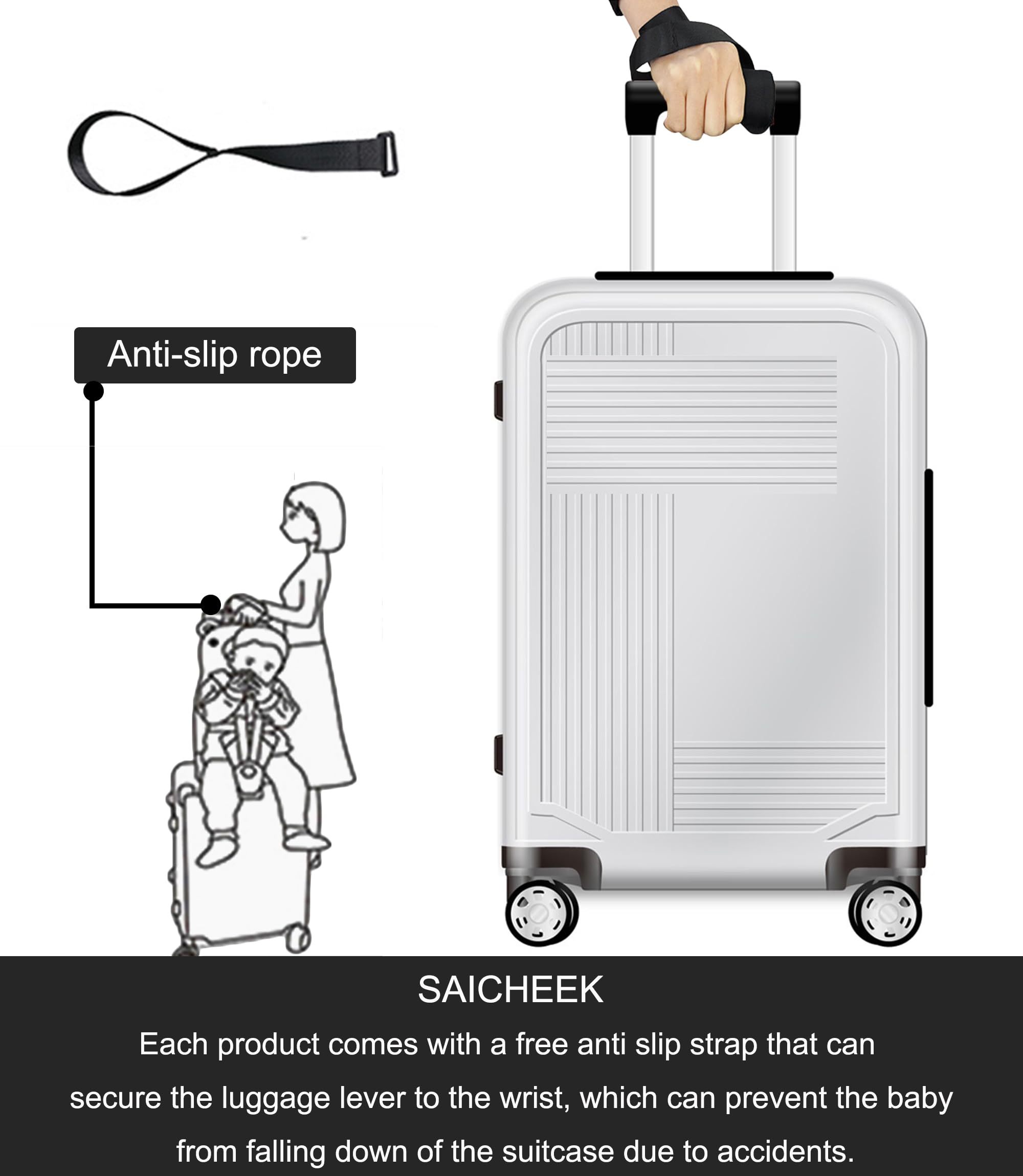 Toddler Travel Suitcase Seat with Safety Anti-Slip Rope,Ride on Suitcase for Kids,Ride Safer Travel Vest for Babies