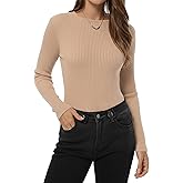 QUALFORT Women’s Lightweight Ribbed Knit Sweater Fitted Long Sleeve Crewneck Soft Casual Basic Pullover Top