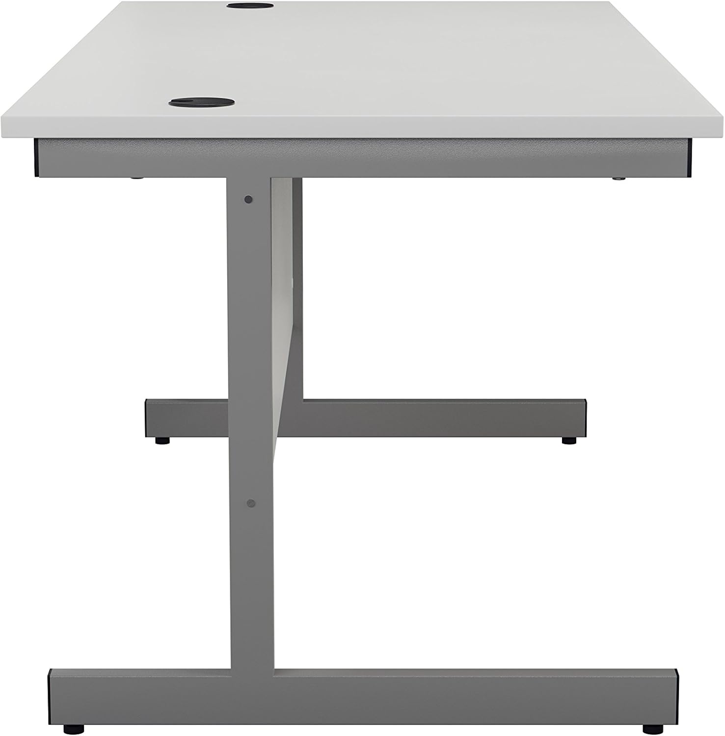 Office Hippo Heavy Duty Rectangular Cantilever Office Desk, 140 x 60 x 73 cm, Silver Frame, White Top - Image 4