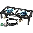 COOKAMP Propane Double Burner Angle Iron Camp Stove with CSA Listed Regulator and 4ft Hose (SA2200)