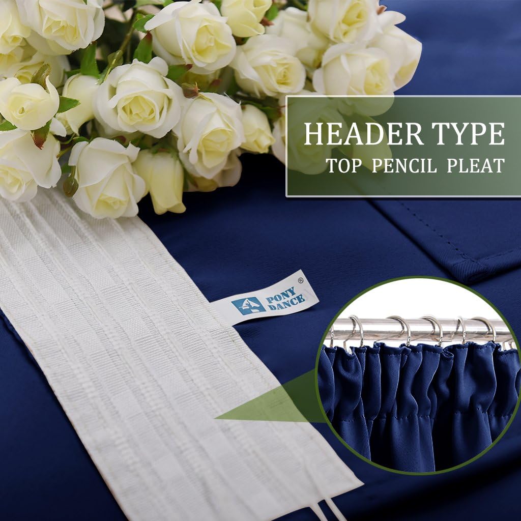 PONY DANCE Thermal Blackout Curtains 54 Inch Drop Pencil Pleat Blue Blackout Curtains for Boys Bedroom Nursery Short Window Curtains with Hooks for Track Rail W46 X L54 - Image 4