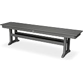 POLYWOOD Farmhouse Backless 65-Inch Outdoor Bench, HDPE Resin Patio Dining Garden Porch Furniture, Slate Grey